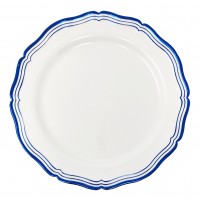 Aristocrat - 10 Elegant White/Blue Dessert Plates 19cm / 7.5inch