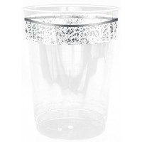 Confetti - 10 Elegant Silver Cups 300ml / 10oz