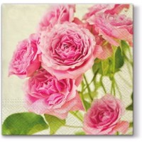 20 Napkins Pink Roses - 33x33cm / 13x13inch 3 ply