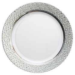 Hammered - 10 Elegant Transparent/Silver Dinner Plates 23cm / 9inch