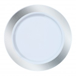 Crystal - 10 Elegant Silver Dinner Plates 23cm / 9inch