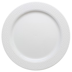 Hammered - 10 Elegant White Dinner Plates 23cm / 9inch