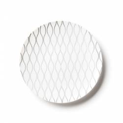 Whisk - 10 Elegant White/Silver Dessert Plates 19cm / 7.5inch