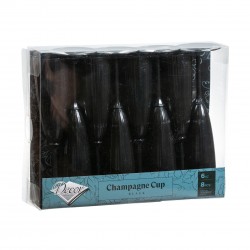8 Elegant Black Champagne Flutes 170ml / 5.7oz