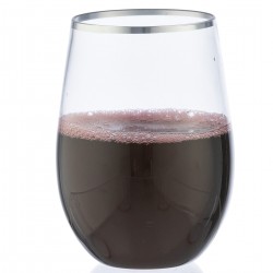 6 Elegant Silver Stemless Wine Goblets 470ml / 16oz
