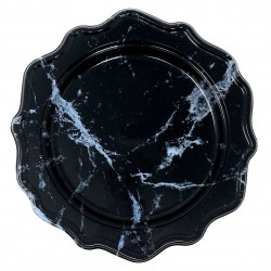 Festive - 12 Party Black/Blue Marble Dinner Plates 24cm / 9.5inch
