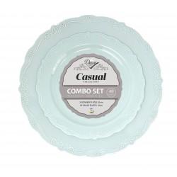 Casual - 40 Elegant Turquoise Plate Set 
