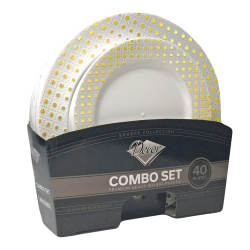 Sphere - 40pc Elegant White/Gold Plate Set 