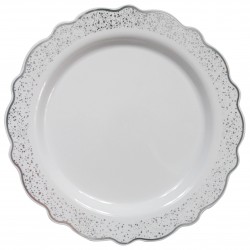 Confetti - 10 Elegant Silver Dinner Plates 25cm / 10inch