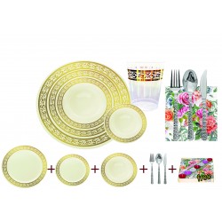 Premium -  Elegant Cream/Gold Tableware set for 10