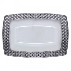 Diamond - 10 Elegant Transparent/Silver Rectangle Dessert Bowls 150ml / 5oz