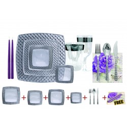 Diamond -  Elegant Transparent/Silver Tableware set 