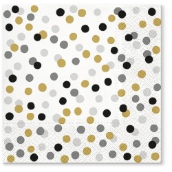 20 Napkins Dots Confetti Gold - 33x33cm / 13x13inch 3 ply