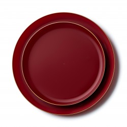 Edge - 20pc Elegant Cranberry/Gold Plate Set
