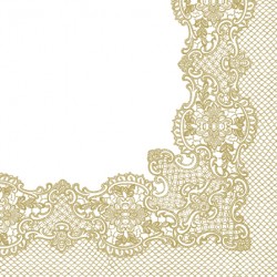 20 Napkins Lace Frame Gold - 33x33cm / 13x13inch 3 ply