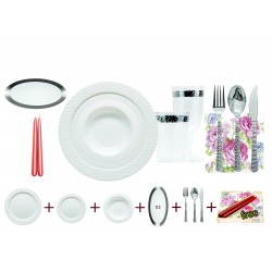 Hammered -  Elegant White Tableware Set for 10