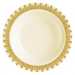 Ornament - 10 Elegant Cream/Gold Soup Bowls 400ml / 13.5oz