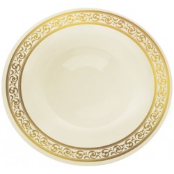 Premium - 10 Elegant Cream/Gold Soup Bowls 400ml / 13.5oz