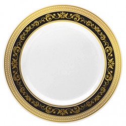 Royal - 10 Elegant Black/Gold Dinner Plates 23cm / 9inch