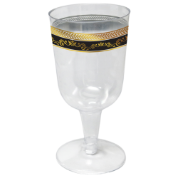 Royal - 10 Elegant Black/Gold Wine Glasses 180ml / 6oz