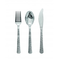 Hammered - 60pc Elegant Silver Cutlery Set 