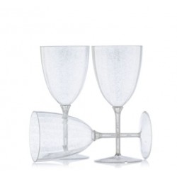 8 Elegant Silver Glitter Wine Glasses 200ml / 7oz