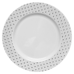 Sphere - 10 Elegant White/Silver Dinner Plates 26cm / 10inch