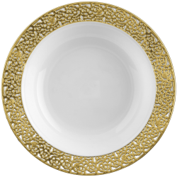 Inspiration - 10 Elegant White/Gold Soup Bowls 400ml / 13.5oz