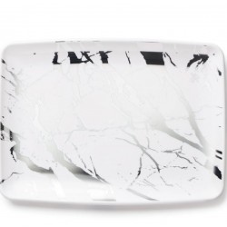 2 Elegant Marble White/Silver Rectangle Serving Trays 20x28cm / 8x11inch