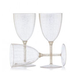 8 Elegant Gold Glitter Wine Glasses 200ml / 7oz