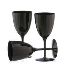 8 Elegant Black Wine Glasses 200ml / 7oz