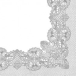 20 Napkins Lace Frame Silver - 33x33cm / 13x13inch 3 ply